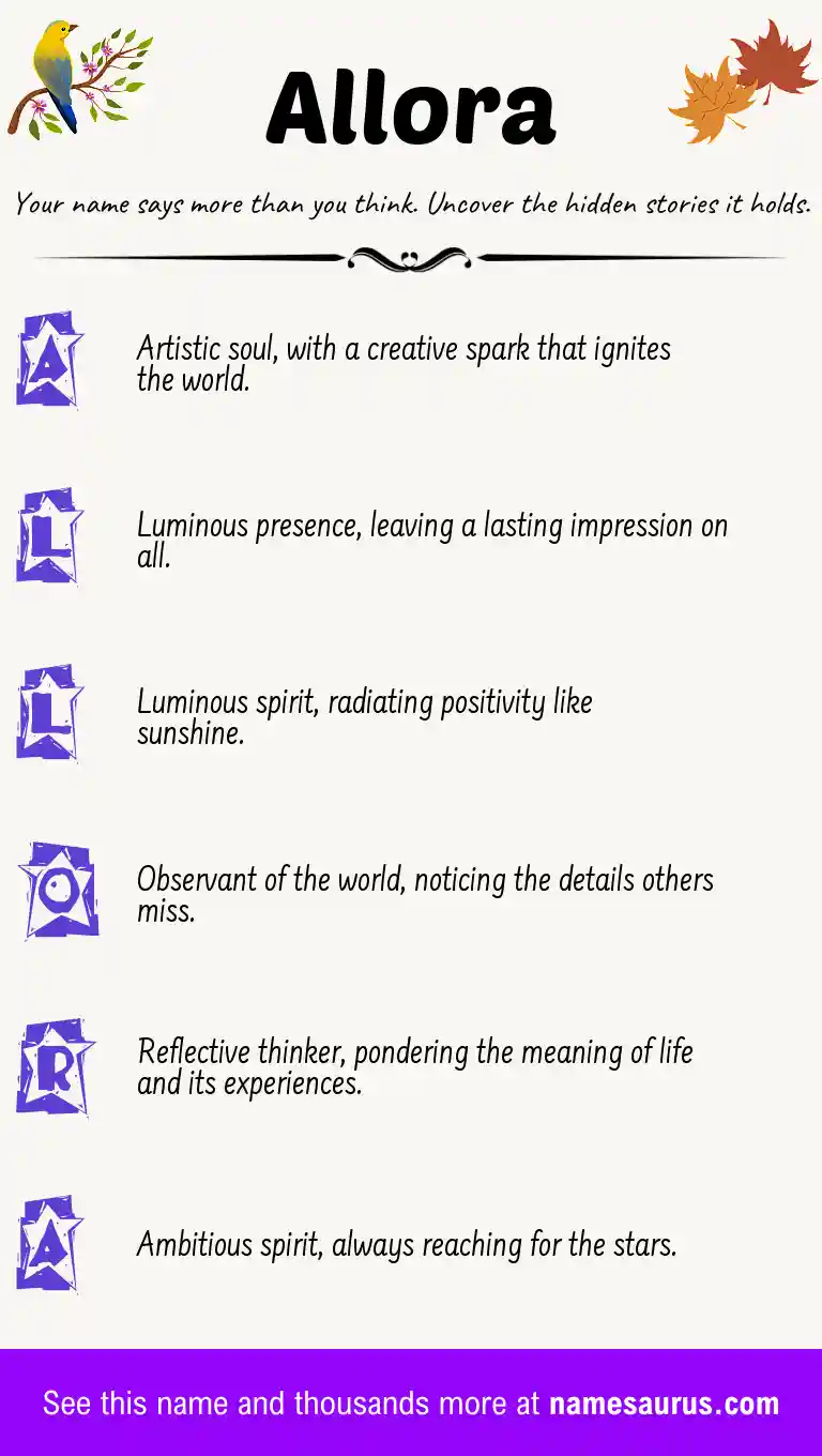 Acrostic poem about Allora.