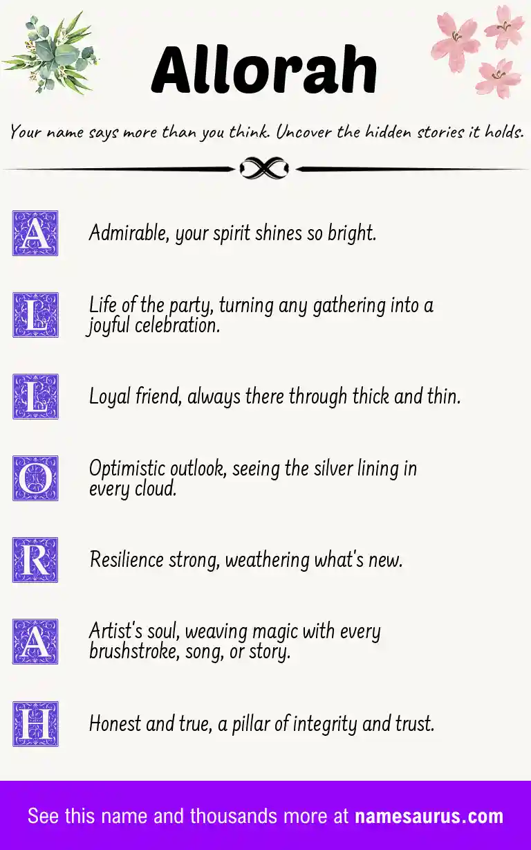 Acrostic poem about Allorah.