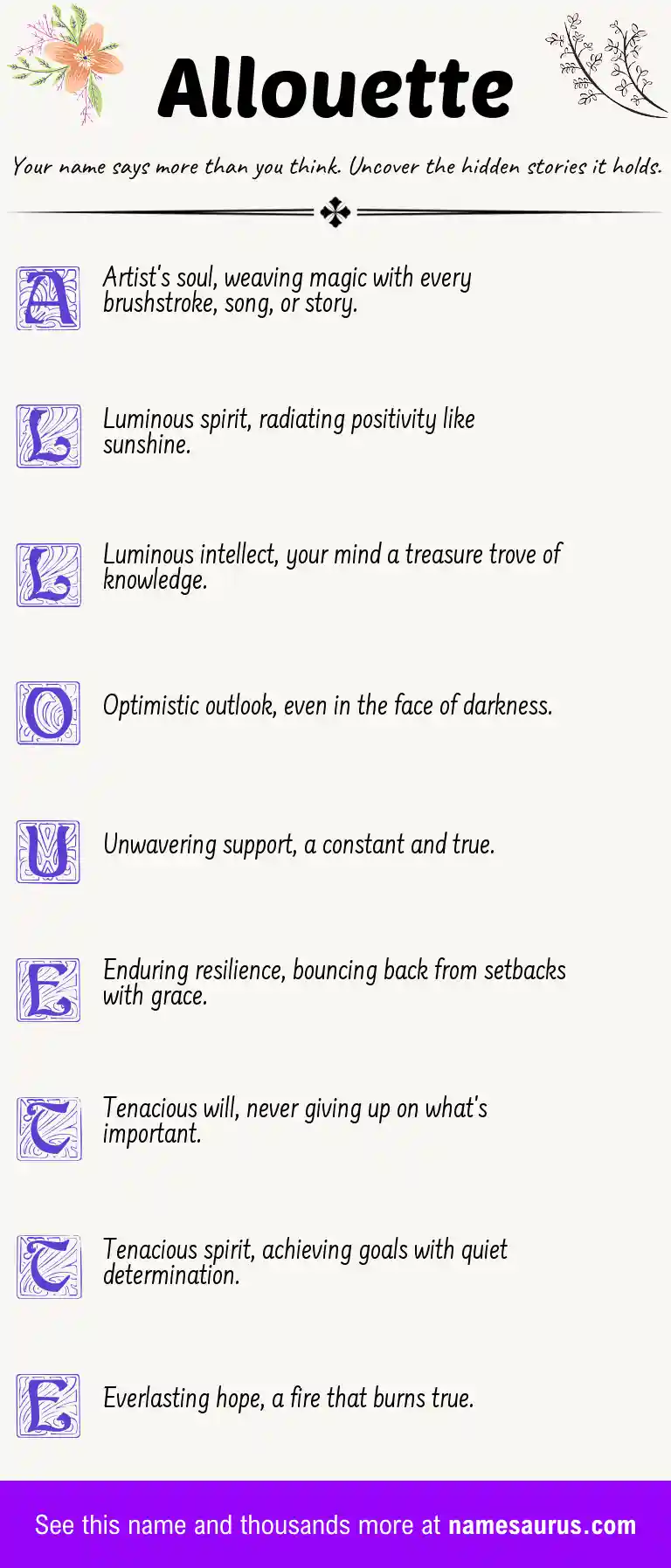 Acrostic poem about Allouette.