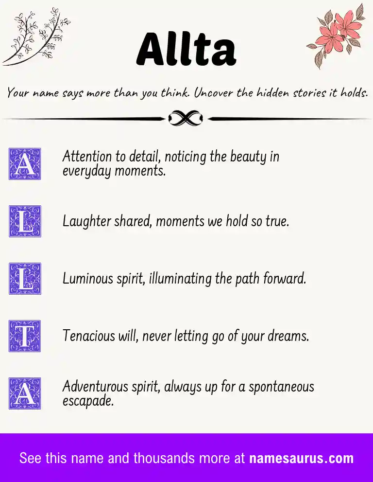 Acrostic poem about Allta.