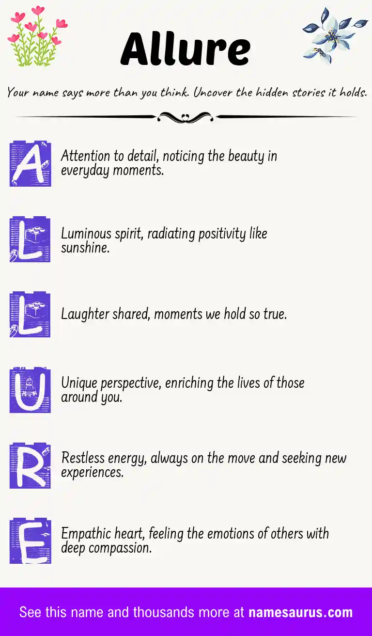 Acrostic poem about Allure.