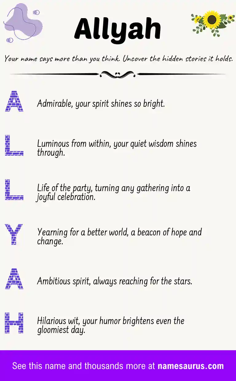 Acrostic poem about Allyah.