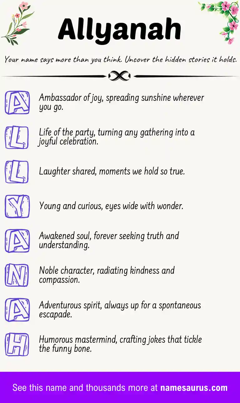 Acrostic poem about Allyanah.