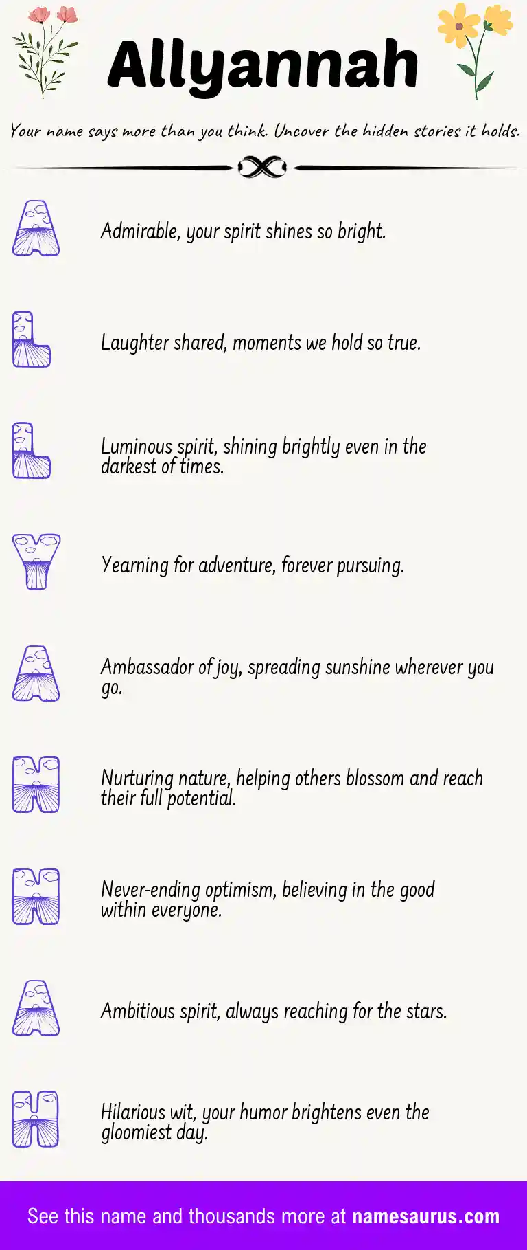 Acrostic poem about Allyannah.