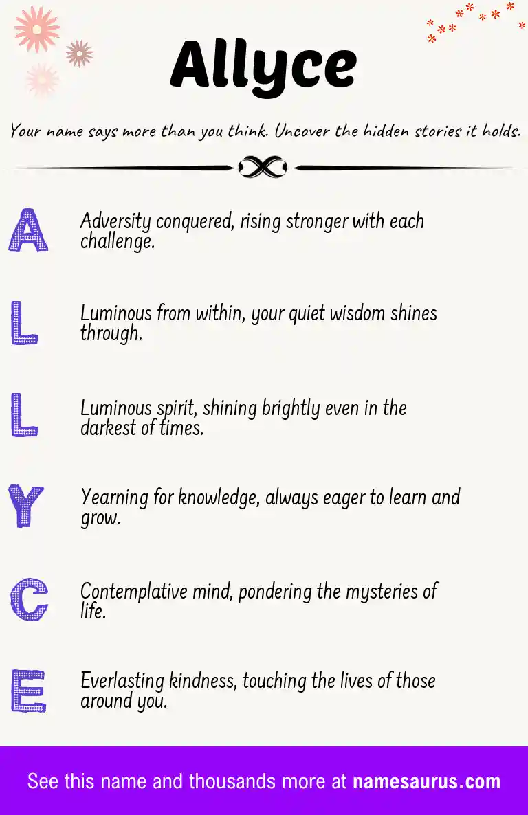 Acrostic poem about Allyce.
