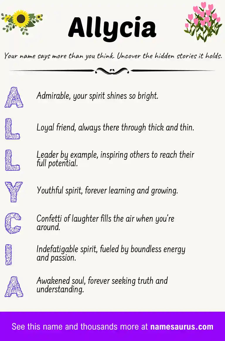 Acrostic poem about Allycia.