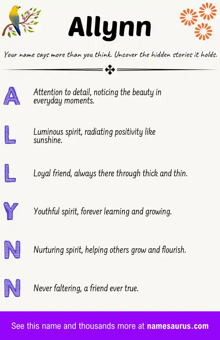 Acrostic poem about Allynn.