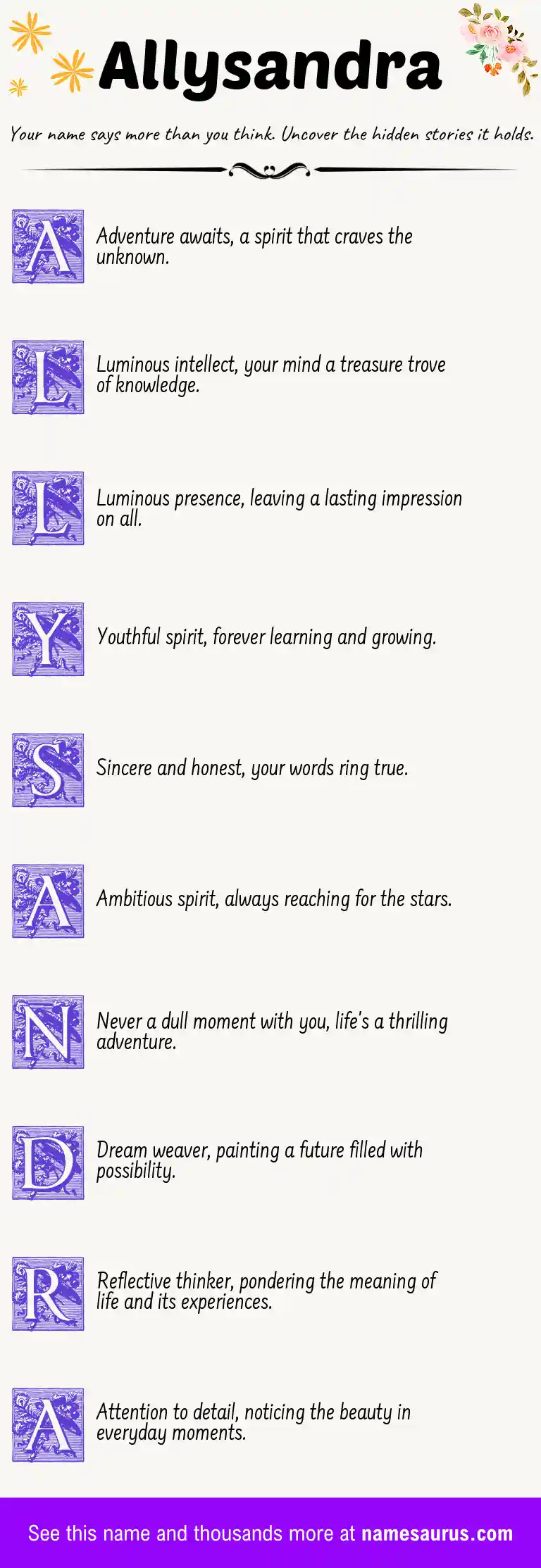 Acrostic poem about Allysandra.