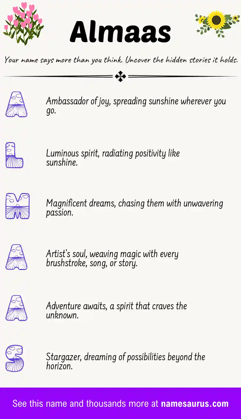 Acrostic poem about Almaas.
