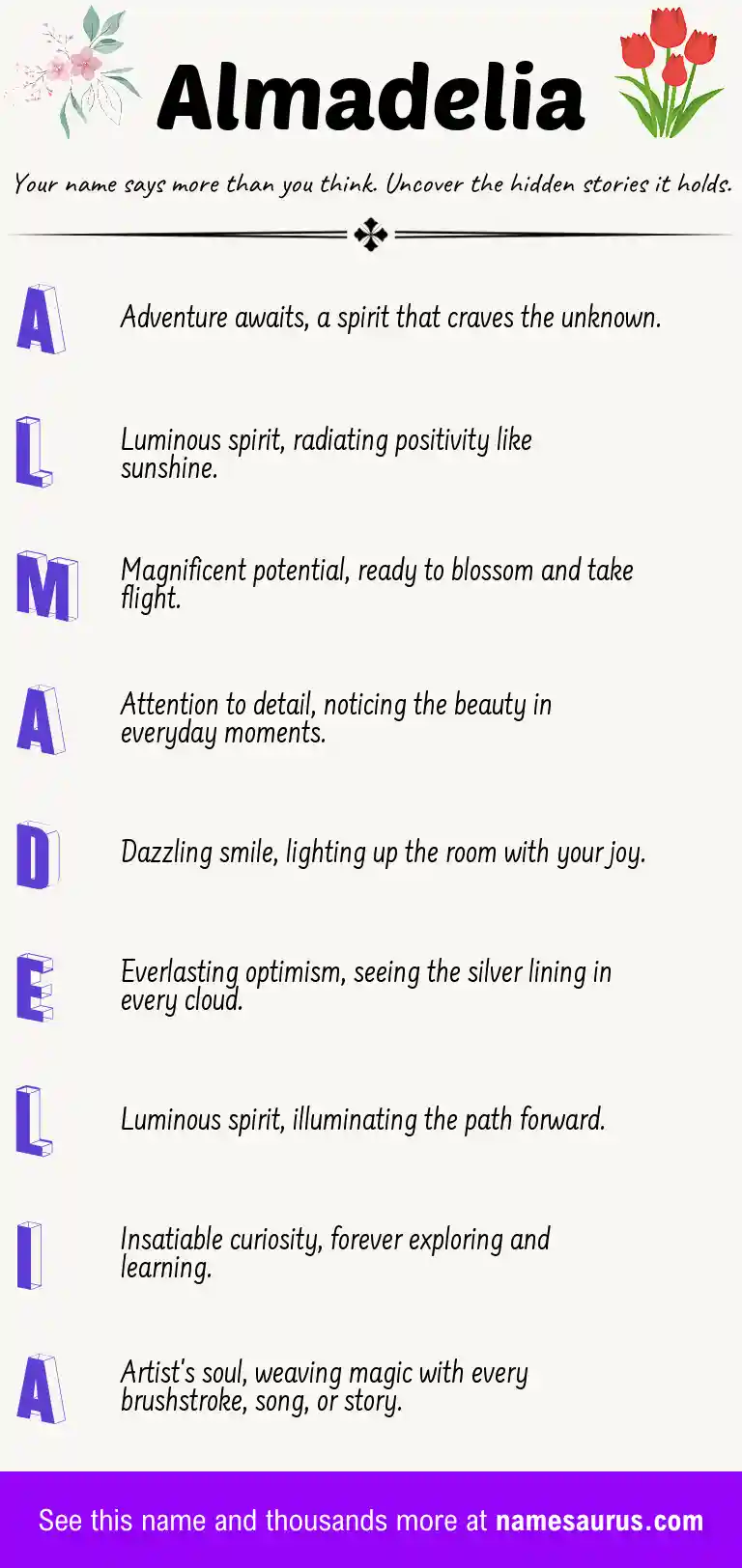 Acrostic poem about Almadelia.