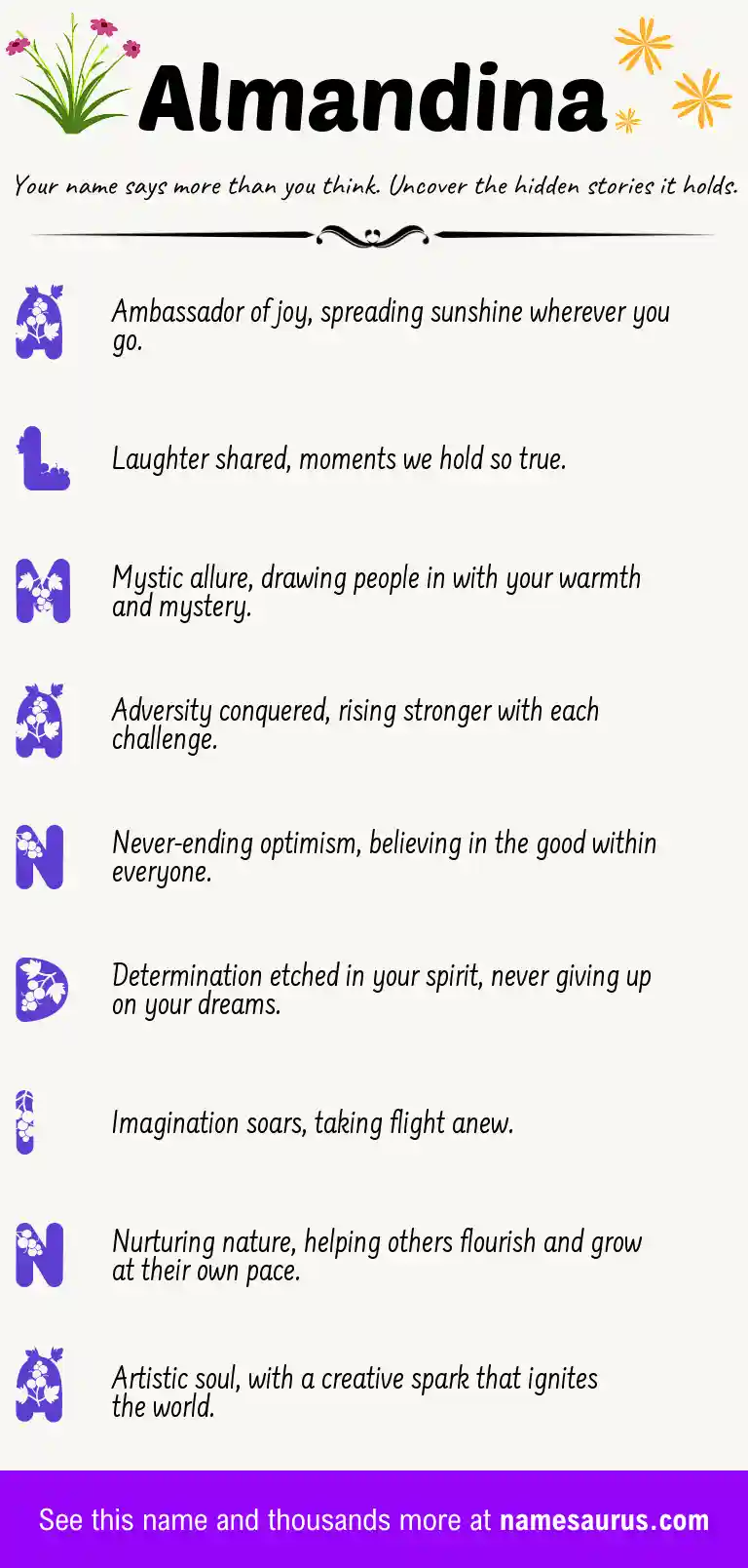 Acrostic poem about Almandina.