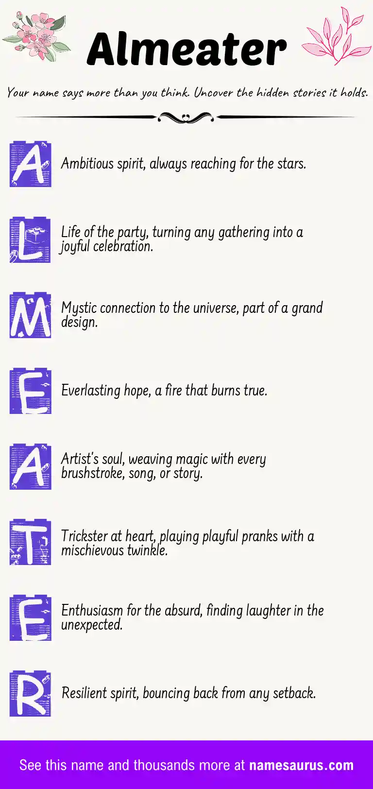 Acrostic poem about Almeater.