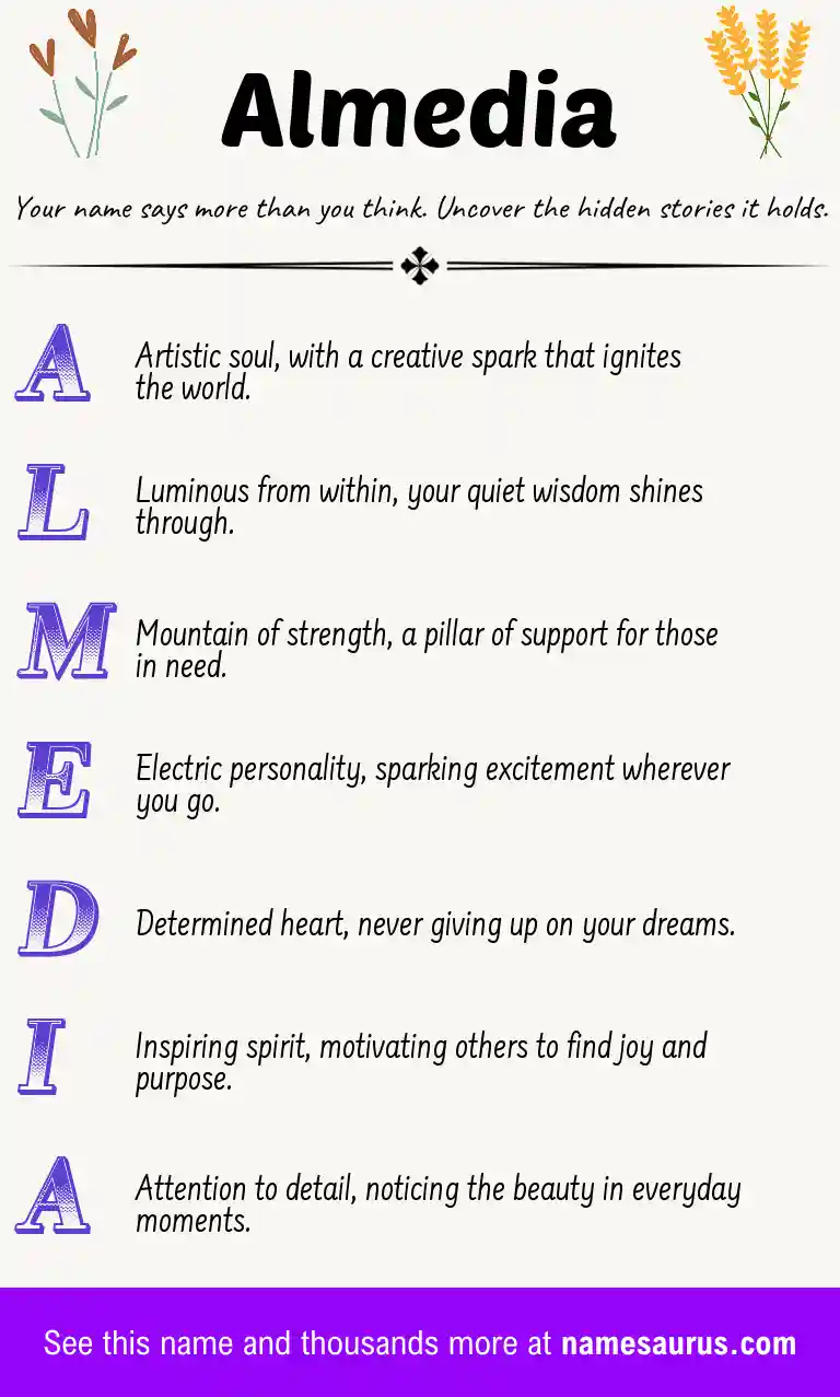 Acrostic poem about Almedia.