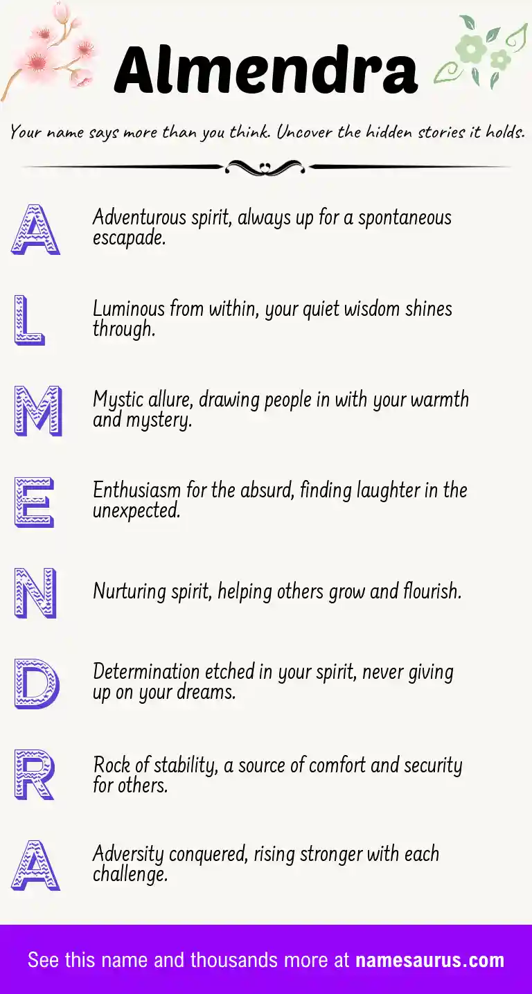 Acrostic poem about Almendra.