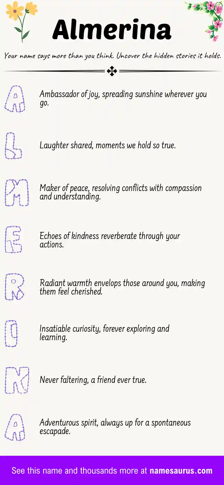 Acrostic poem about Almerina.