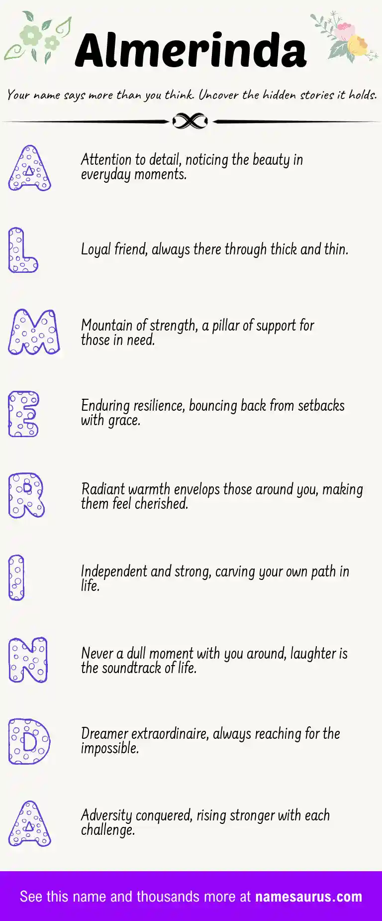 Acrostic poem about Almerinda.