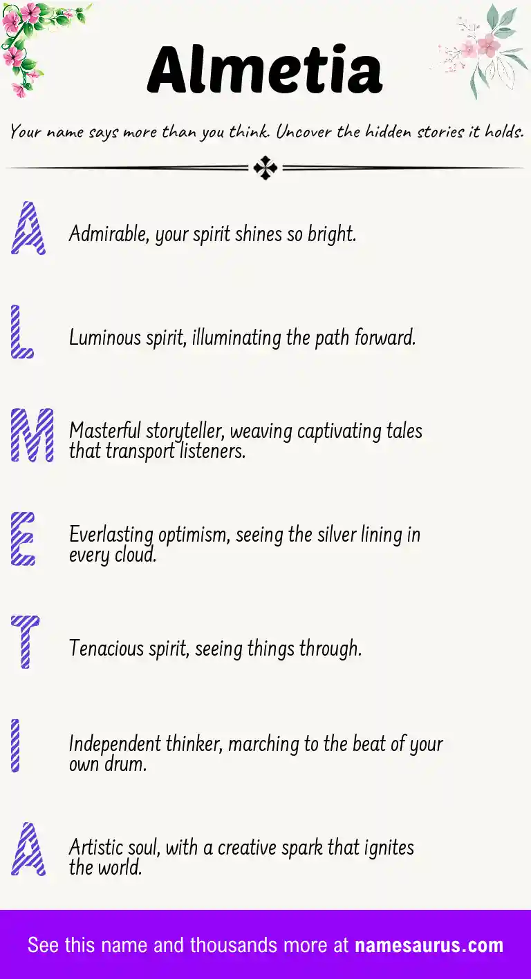 Acrostic poem about Almetia.