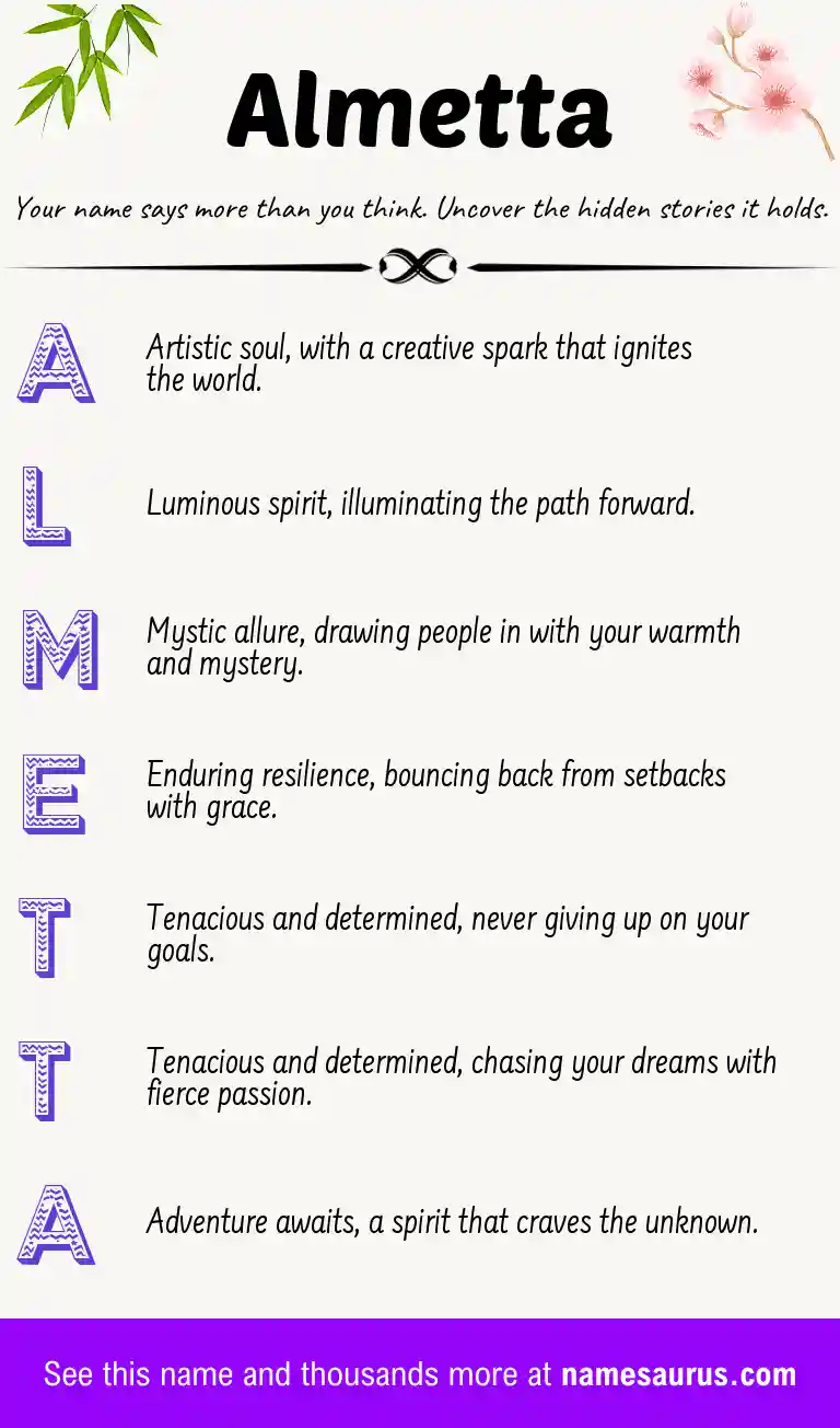 Acrostic poem about Almetta.