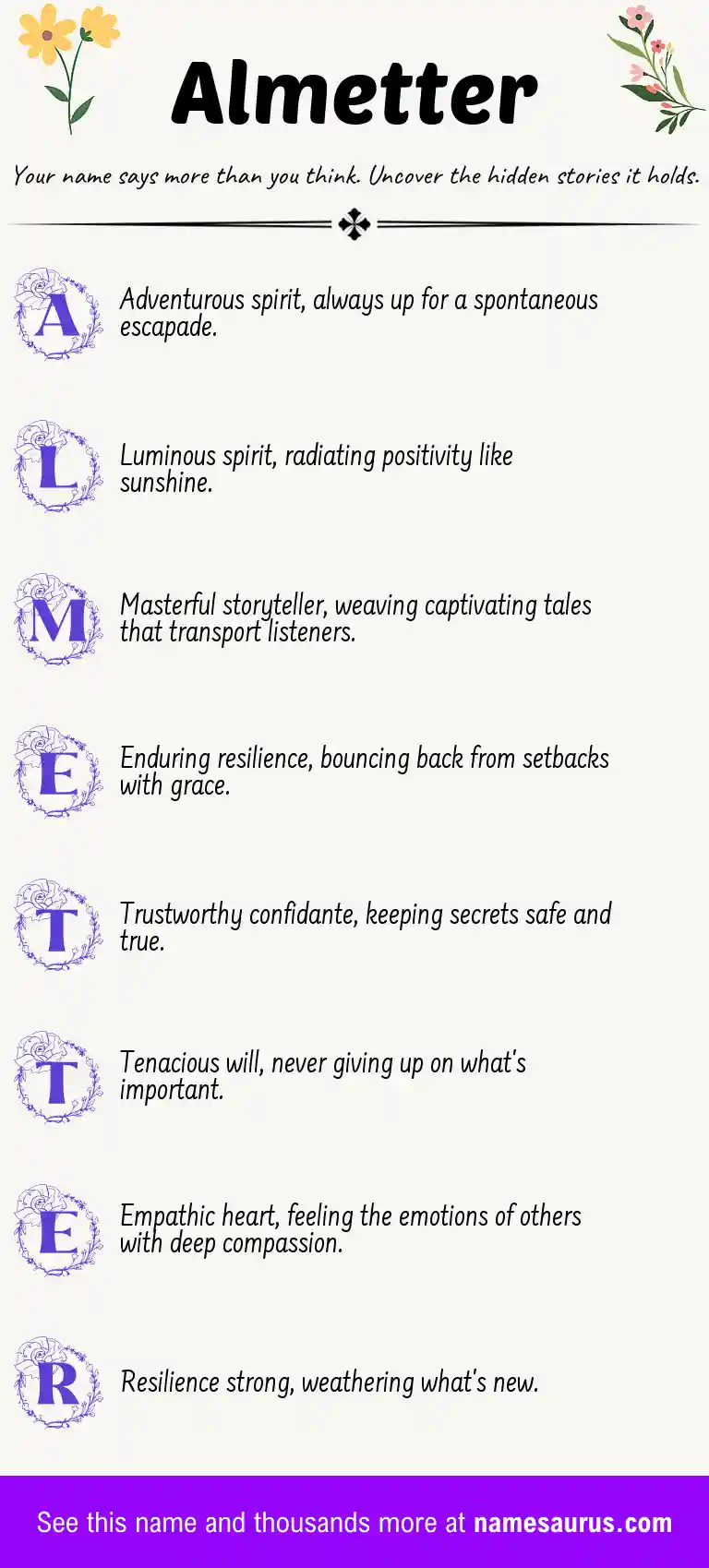 Acrostic poem about Almetter.