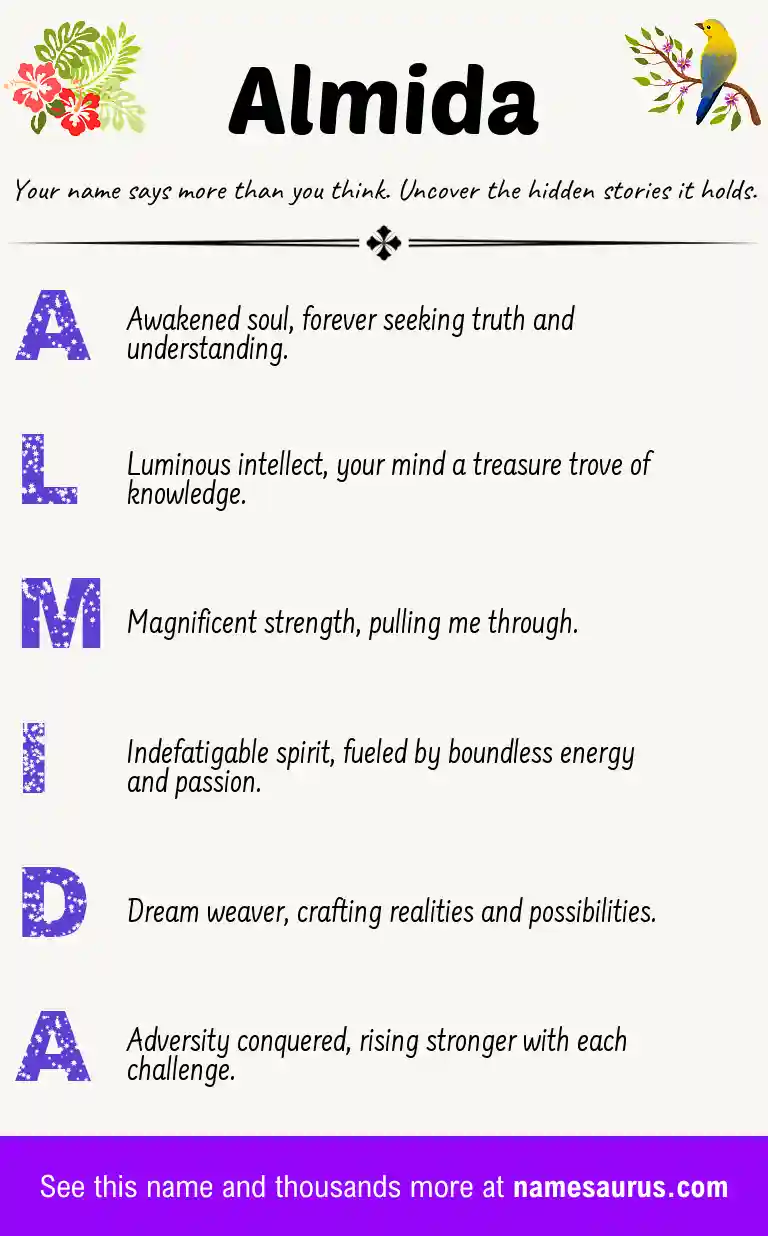 Acrostic poem about Almida.