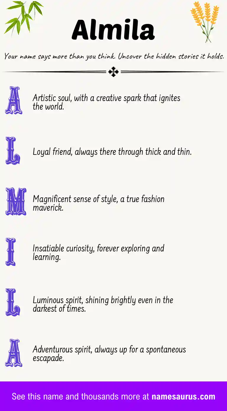 Acrostic poem about Almila.