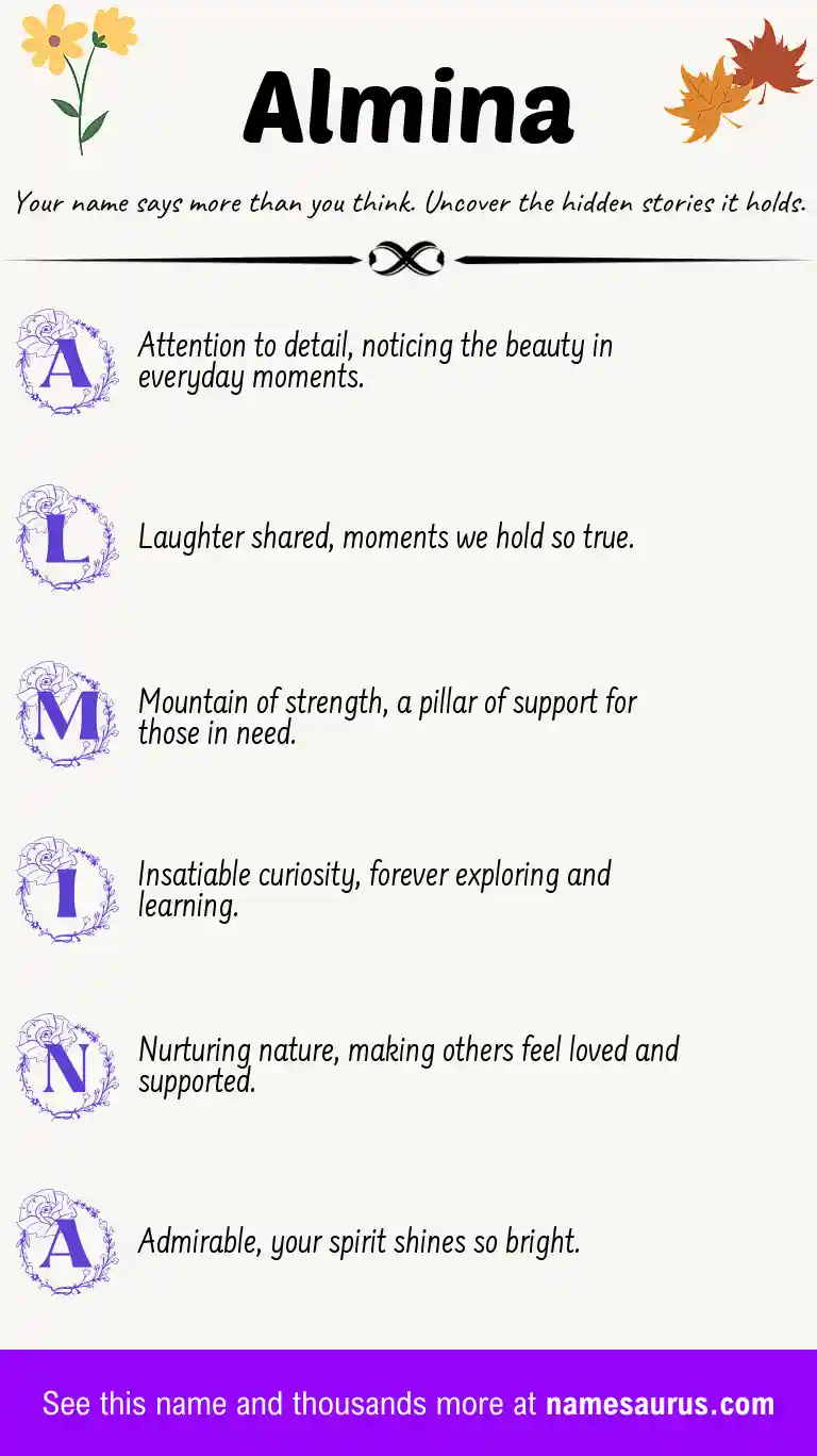 Acrostic poem about Almina.