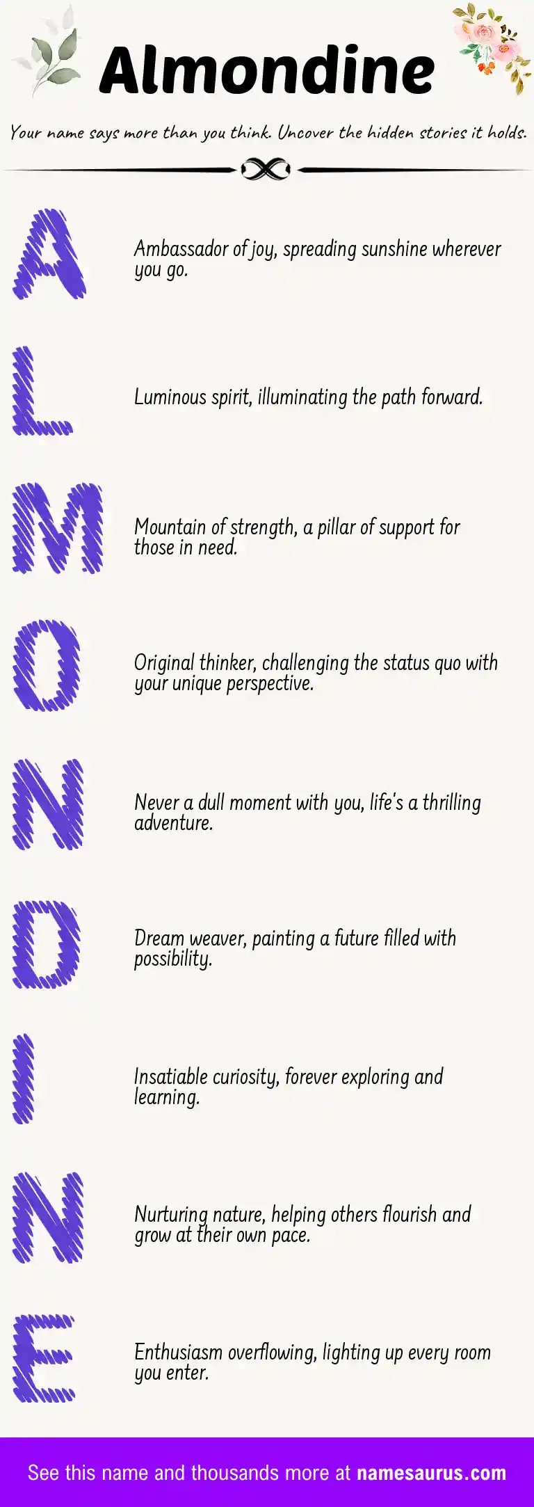 Acrostic poem about Almondine.