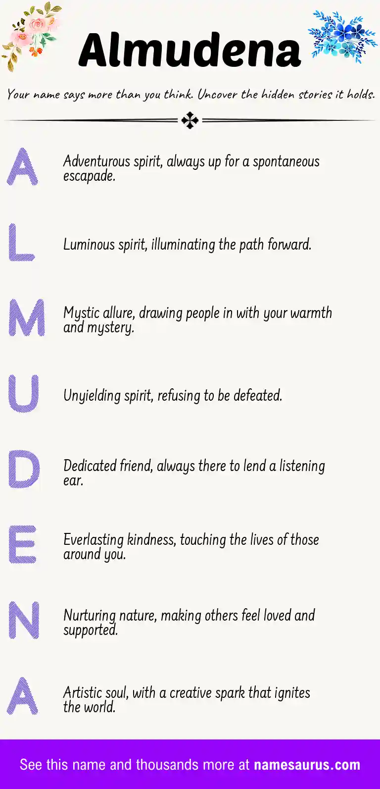 Acrostic poem about Almudena.