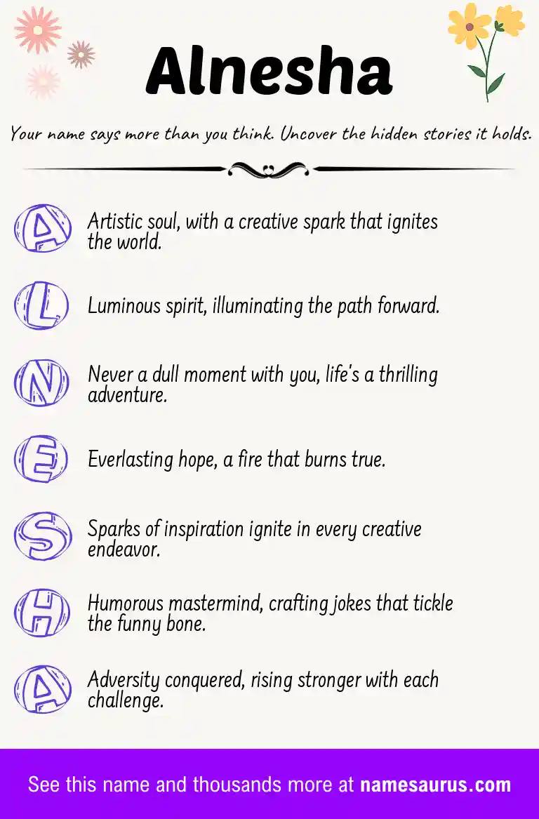 Acrostic poem about Alnesha.