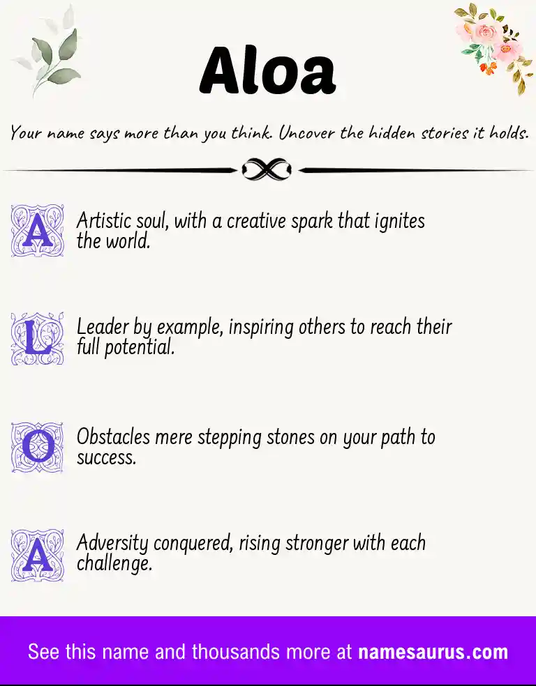 Acrostic poem about Aloa.