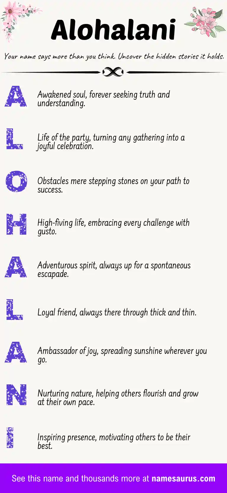 Acrostic poem about Alohalani.
