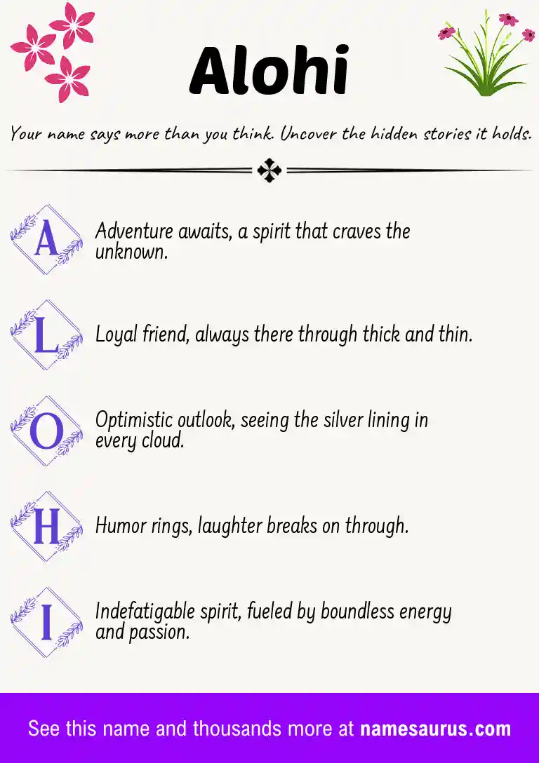 Acrostic poem about Alohi.