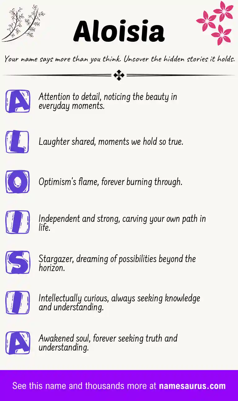 Acrostic poem about Aloisia.