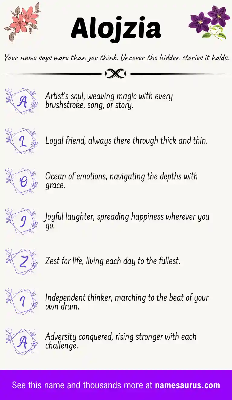 Acrostic poem about Alojzia.