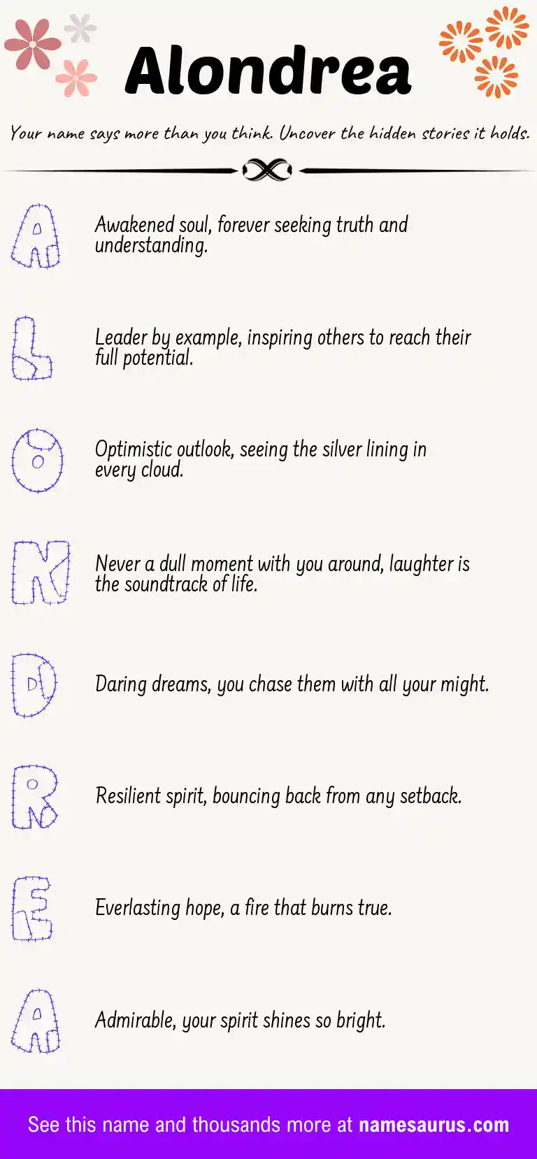 Acrostic poem about Alondrea.