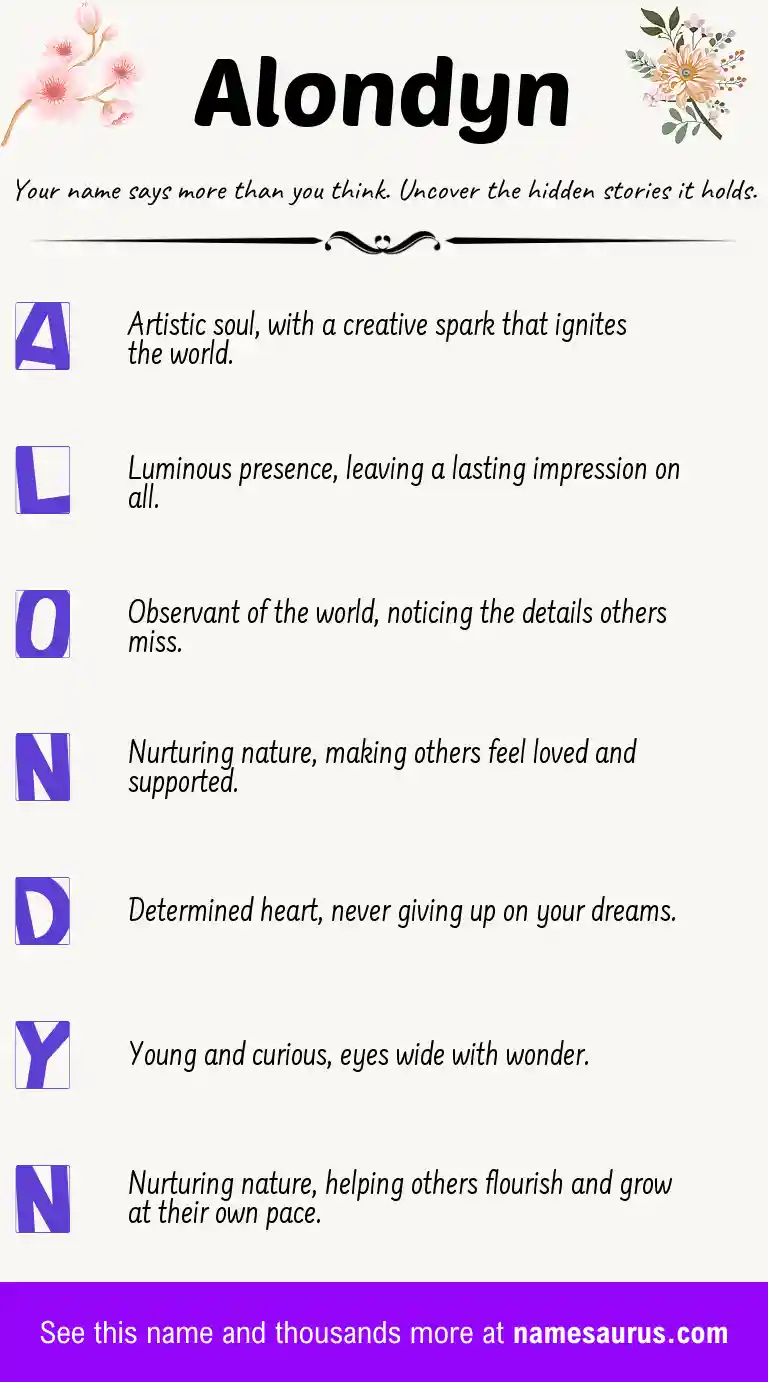 Acrostic poem about Alondyn.