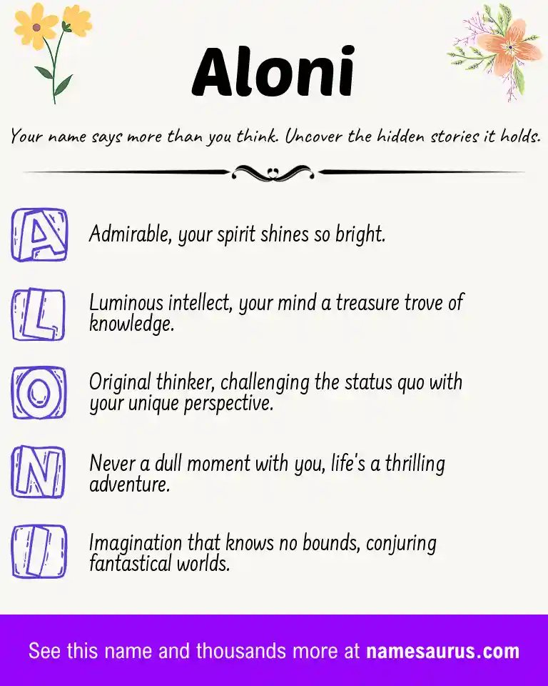 Acrostic poem about Aloni.