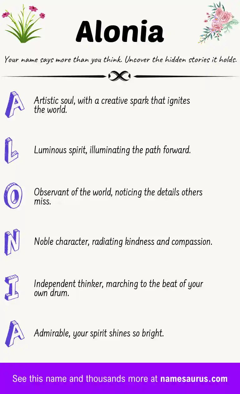 Acrostic poem about Alonia.