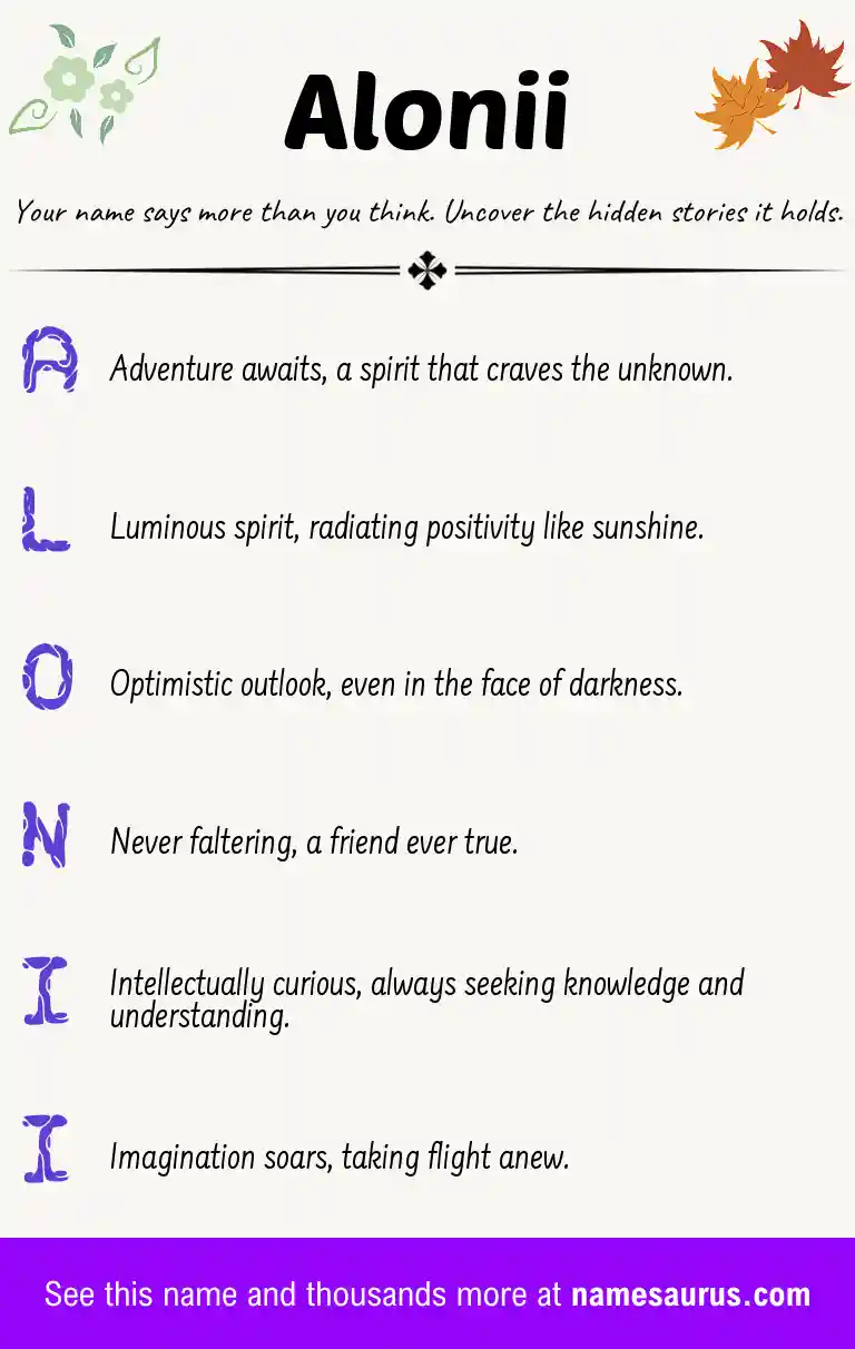 Acrostic poem about Alonii.