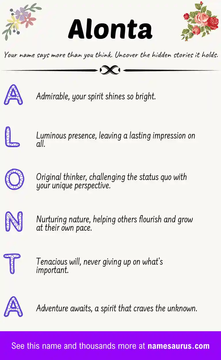 Acrostic poem about Alonta.