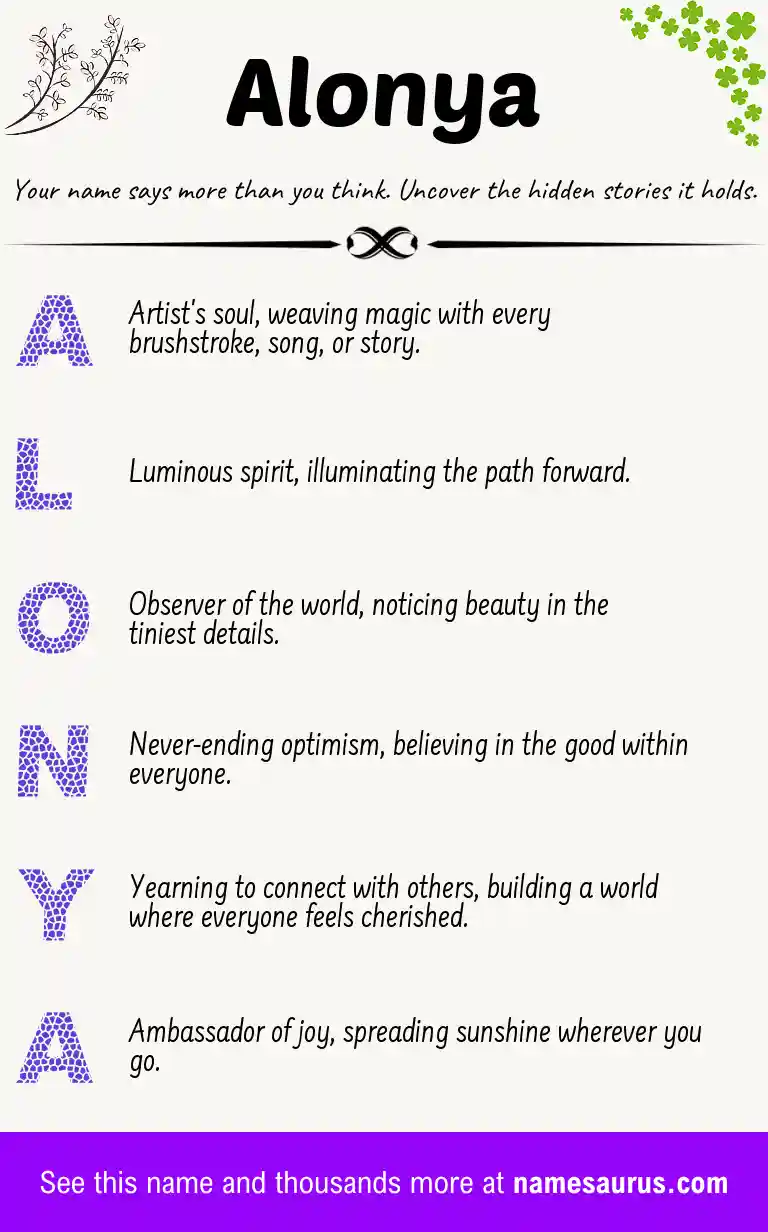 Acrostic poem about Alonya.