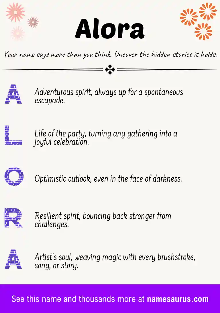 Acrostic poem about Alora.