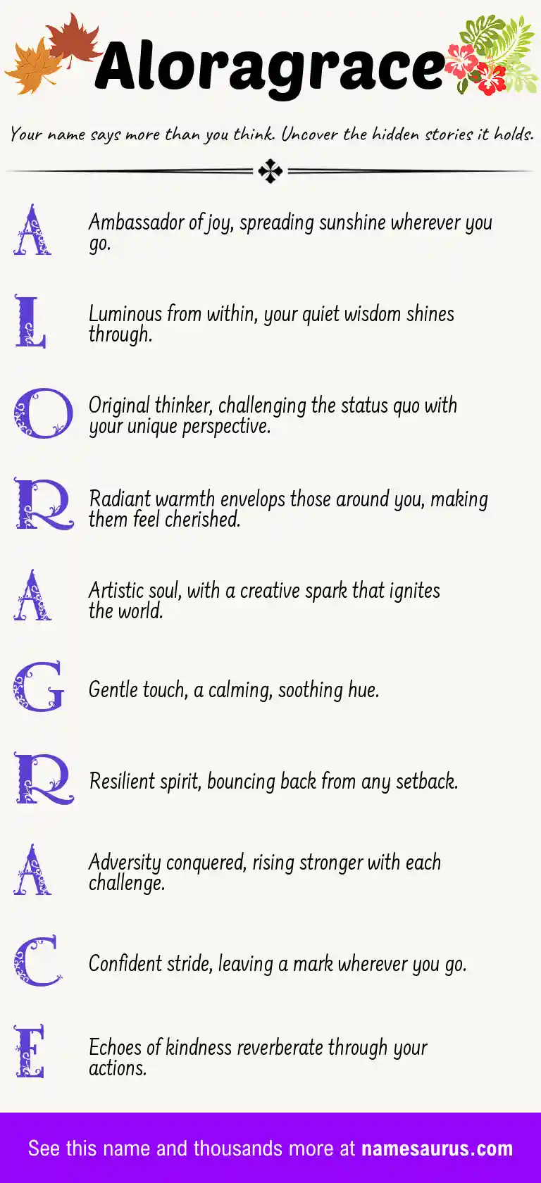 Acrostic poem about Aloragrace.