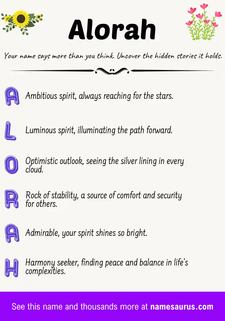 Acrostic poem about Alorah.