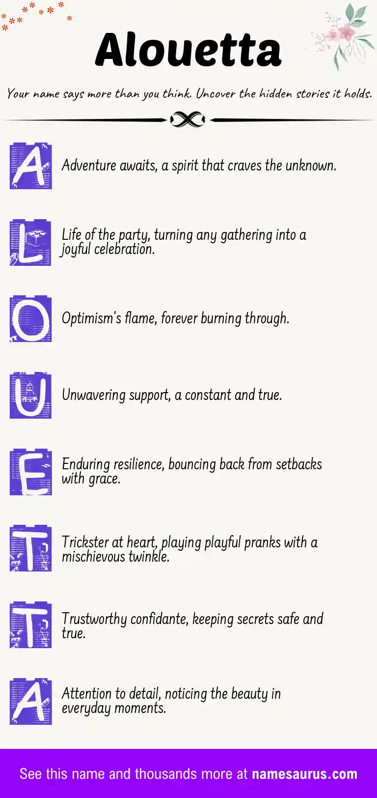 Acrostic poem about Alouetta.