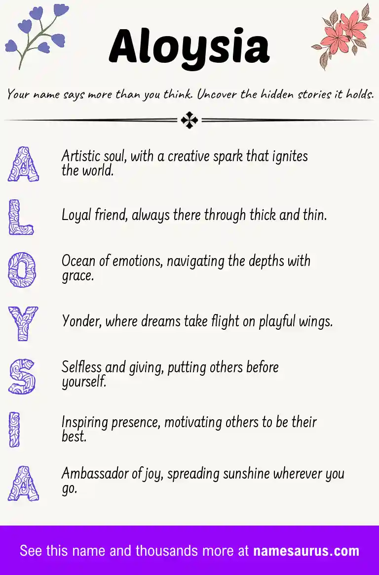 Acrostic poem about Aloysia.