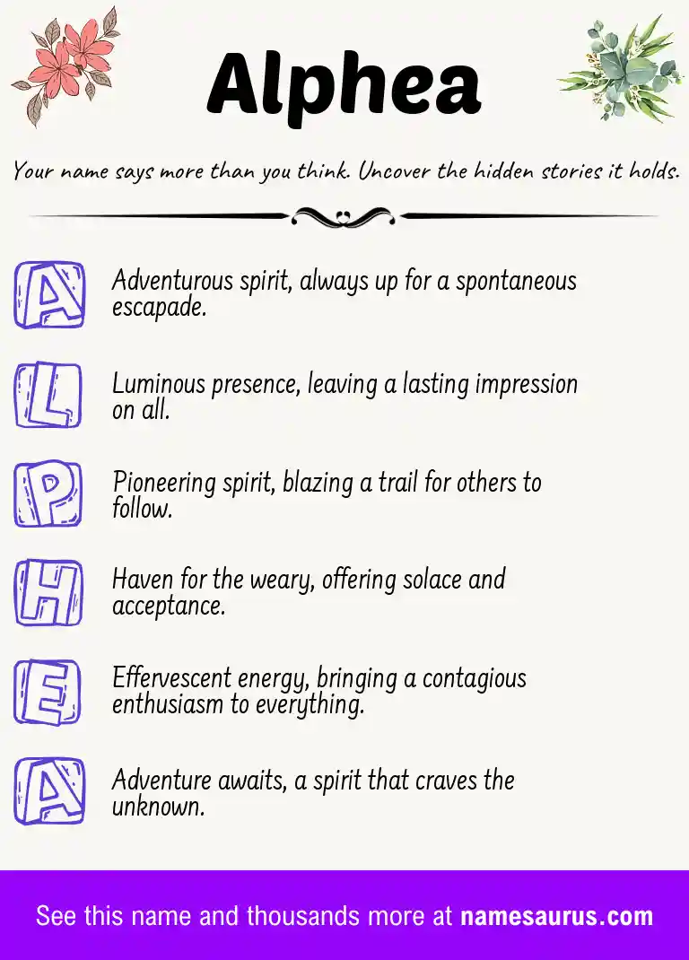Acrostic poem about Alphea.