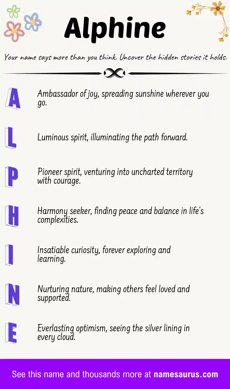Acrostic poem about Alphine.