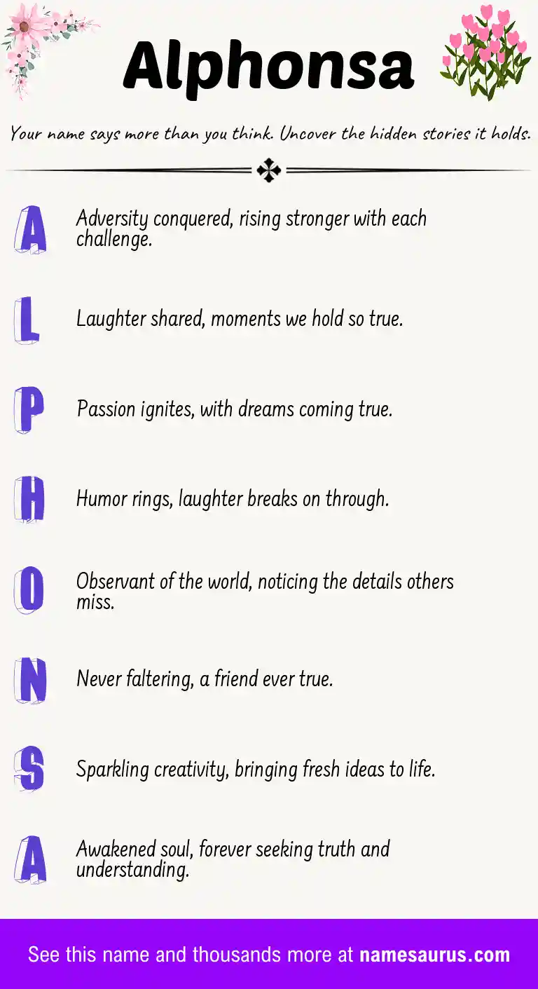 Acrostic poem about Alphonsa.