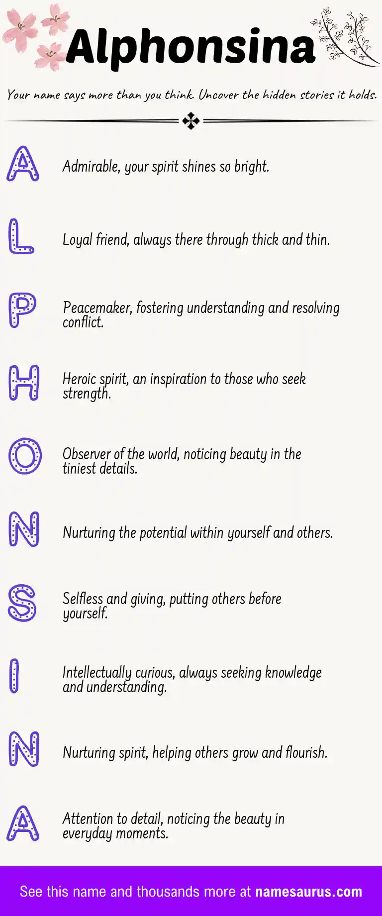 Acrostic poem about Alphonsina.